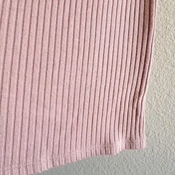 Reformation Cap-Sleeve Ribbed Knit Square Neck Blush Pink Bardot Top Small - Picture 8 of 9